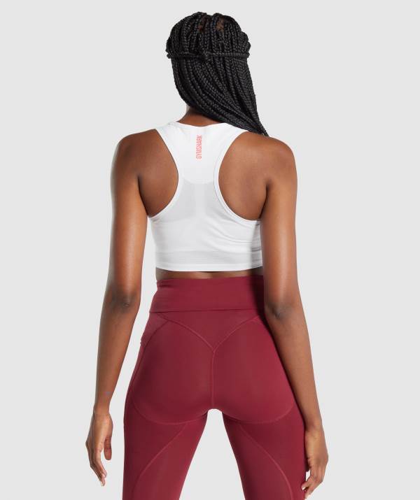 Damske Tielko Gymshark Pulse Crop Biele | ZE0231856